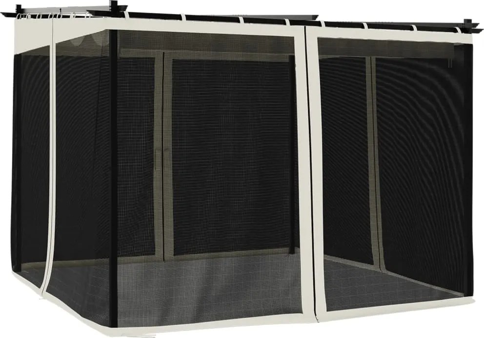 vidaXL Foișor cu pereți din plasă, crem, 3x3 m, oțel