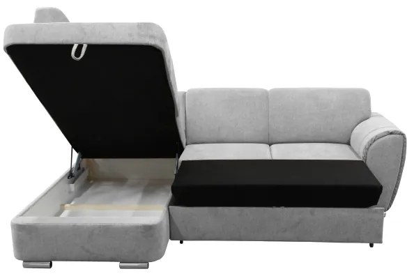 Colțar extensibil în L SERPA, stânga, gri, cu spațiu de depozitare