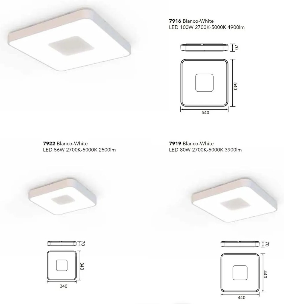 Plafoniera LED Smart dimabila cu telecomanda COIN 54x54cm alba