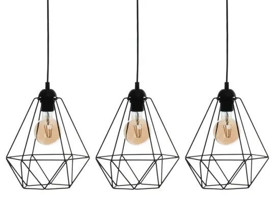 Lampă suspendată BASKET 3xE27/60W/230V negru