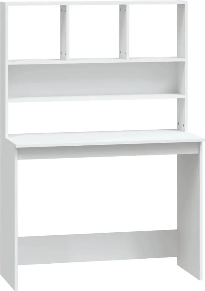 vidaXL Birou cu rafturi, alb, 102x45x148 cm, lemn compozit