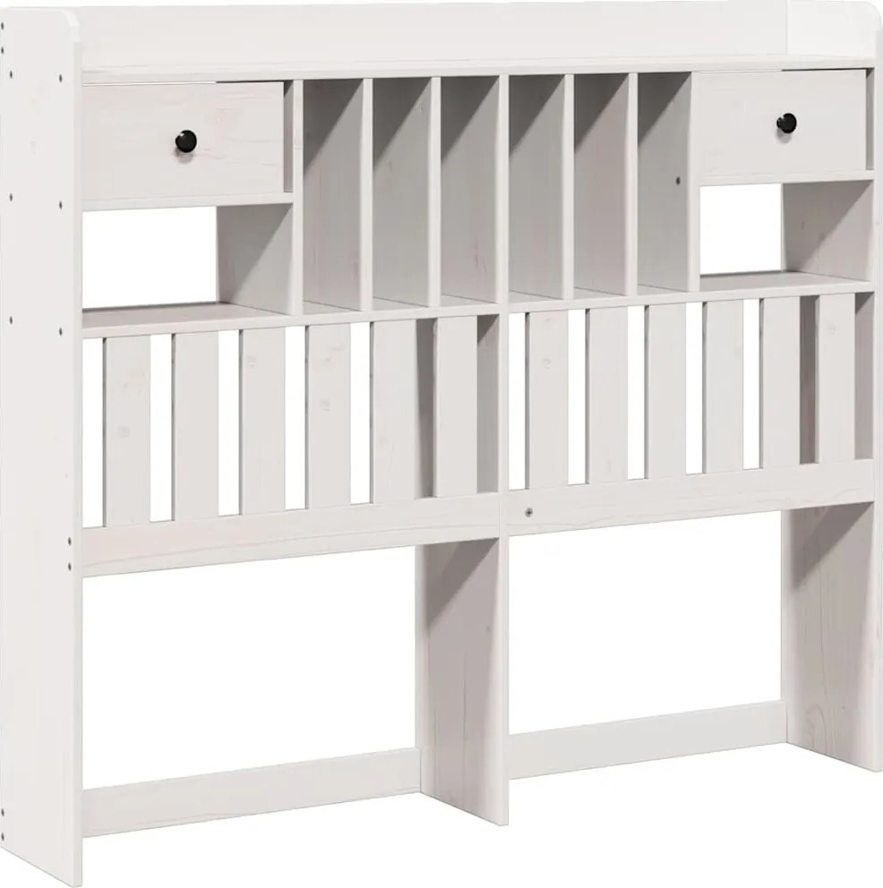 vidaXL Tăblie de pat cu depozitare alb 135 cm lemn masiv de pin