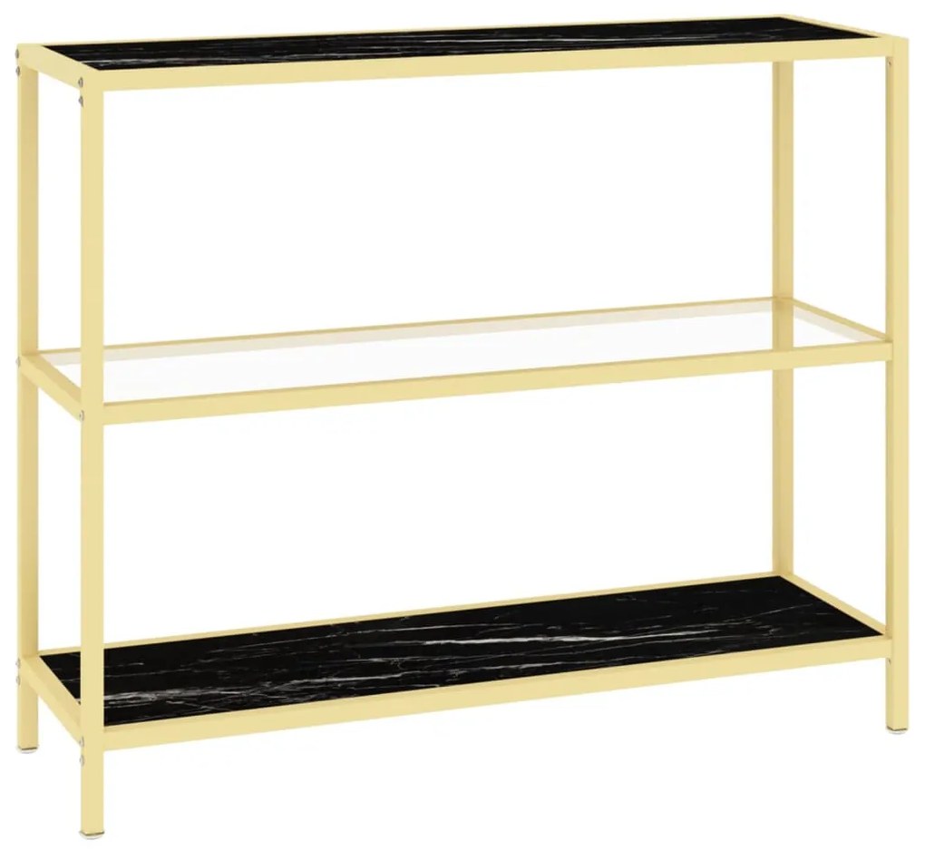 331635 vidaXL Raft, negru marmură/transparent, 100x36x90 cm sticlă securizată