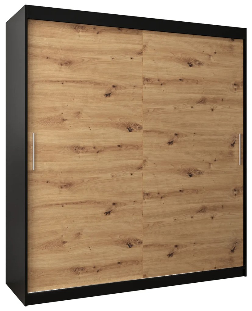 Dulap de haine 180 cm Toki (negru mat + stejar artisan). 1064837