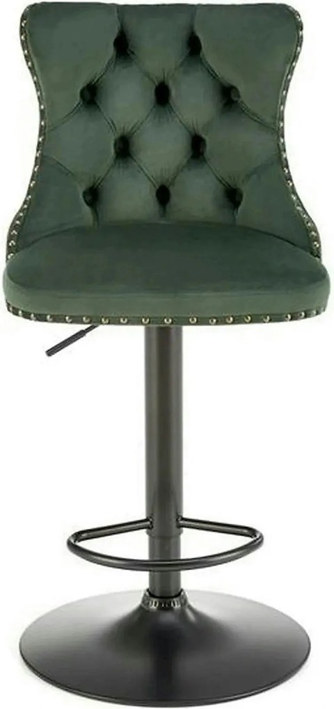 Scaun bar H117, verde/negru, stofa catifelata/otel, 47x52x96/118 cm