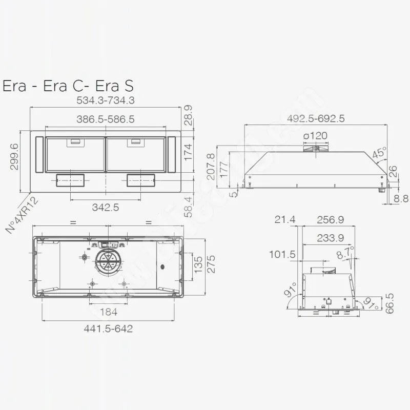 Hota de bucatarie incorporabila Elica Era C WH 52, 146 W, 52 cm, Clasa D, 368 m³/h, Iluminare LED, Alb