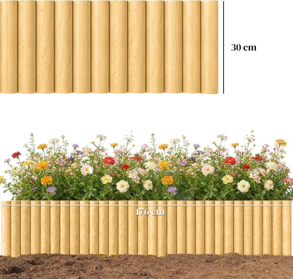 Outsunny Gard de grădină Gard din lemn 176 cm x 30 cm Panouri de gard Gard pentru câini pentru grădină straturi de flori Barieră pentru animale | Aosom Romania
