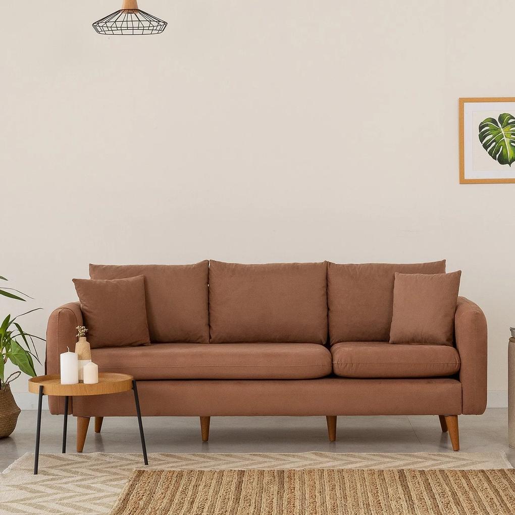 Canapea cu 3 Locuri Sofia, Maro, 215 x 91 x 85 cm