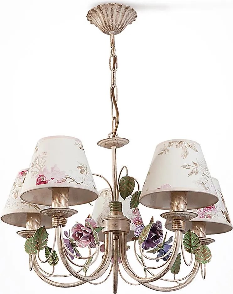 BRILAGI - Candelabru suspendat pe lanț CAMELLIA 5xE14/40W/230V multicolor/bej/patină