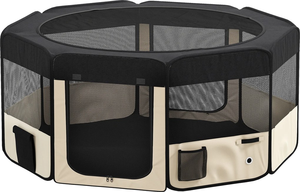 PawHut Parc Pliabil pentru Câini și Pisici Țarc Portabil pentru Animale Mici Impermeabil din Țesătură Oxford Ø90x41 cm Negru | Aosom Romania