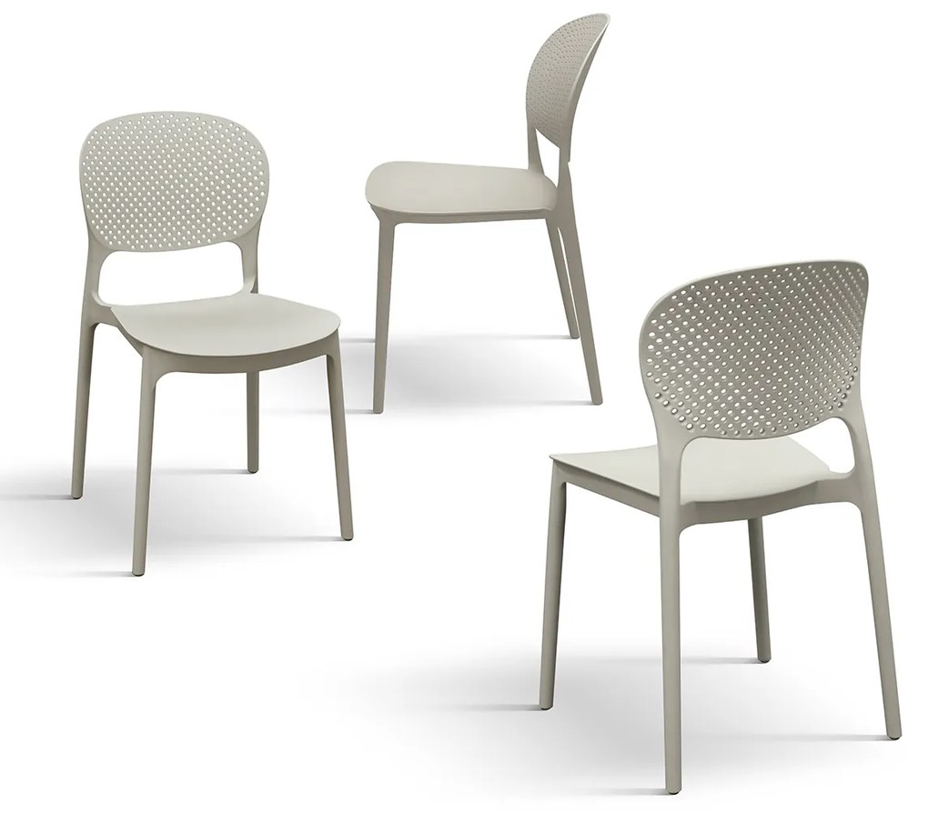 Set 4 scaune PERLA -POLIPROPILENA-HORECA - BEJ TAUPE