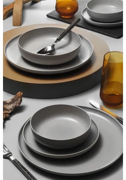 Set de masă 16 piese gri/porțelan