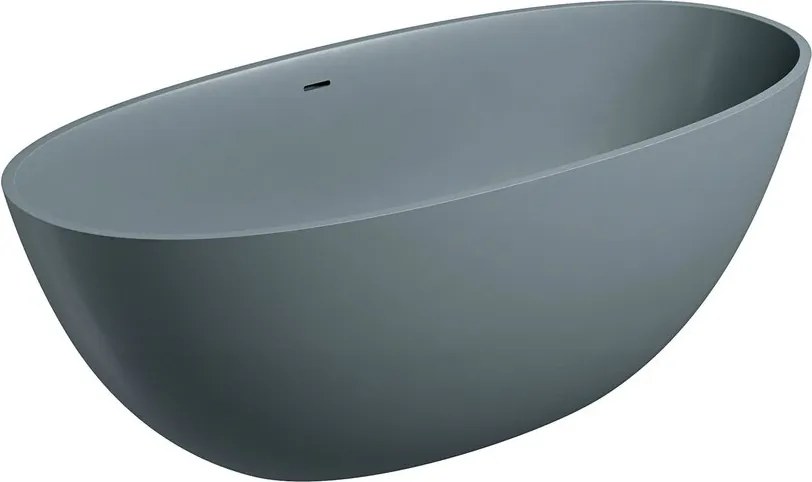 Cada freestanding Omnires Shell M+ compozit gri mat cenusa 160x75 cm cu preaplin