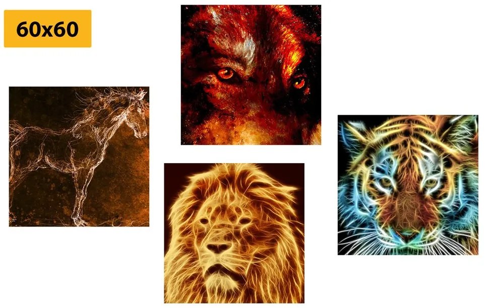 Set tablouri abstracție de animale misterioasă