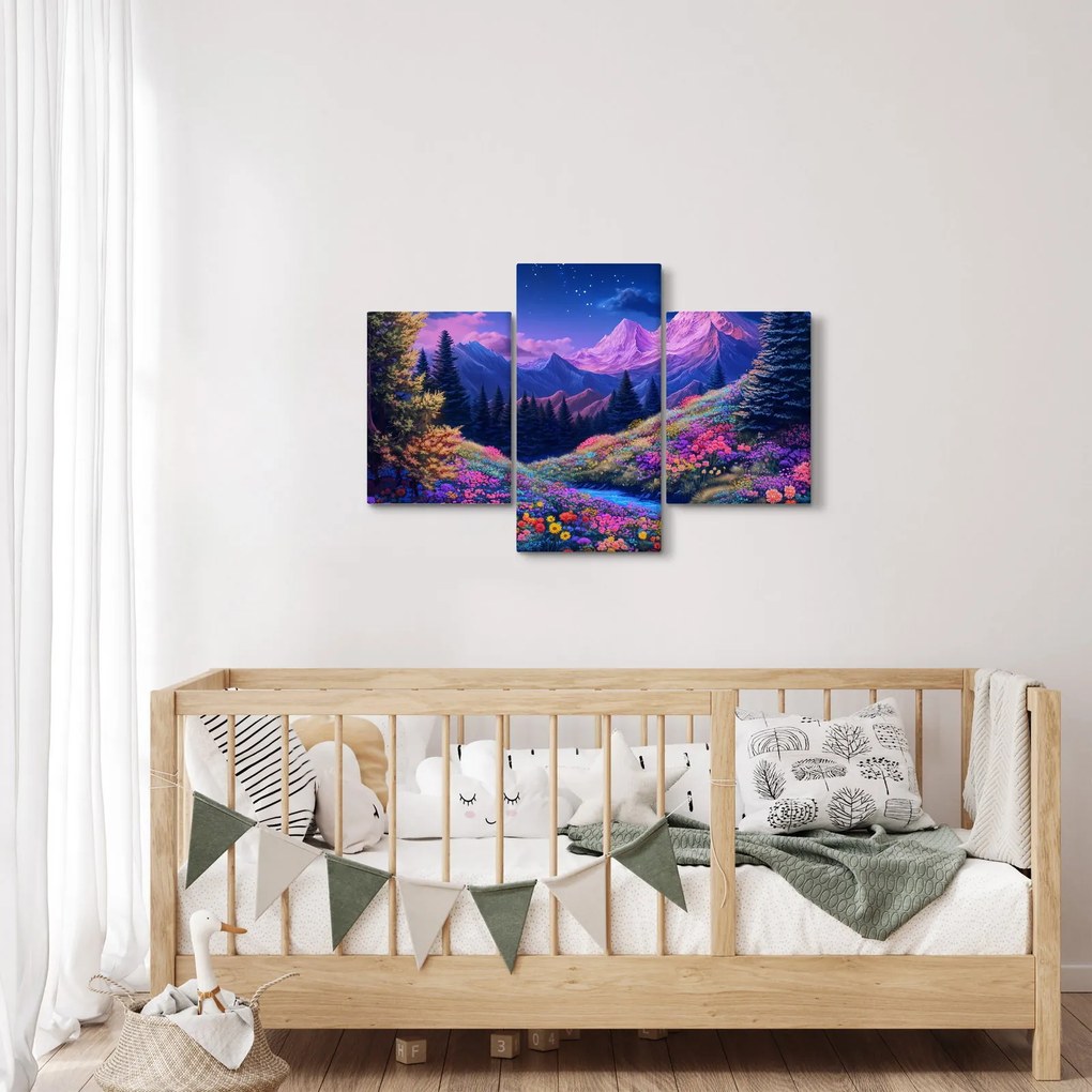 Tablou - Peisaj violet la lună plină (90x60 cm)
