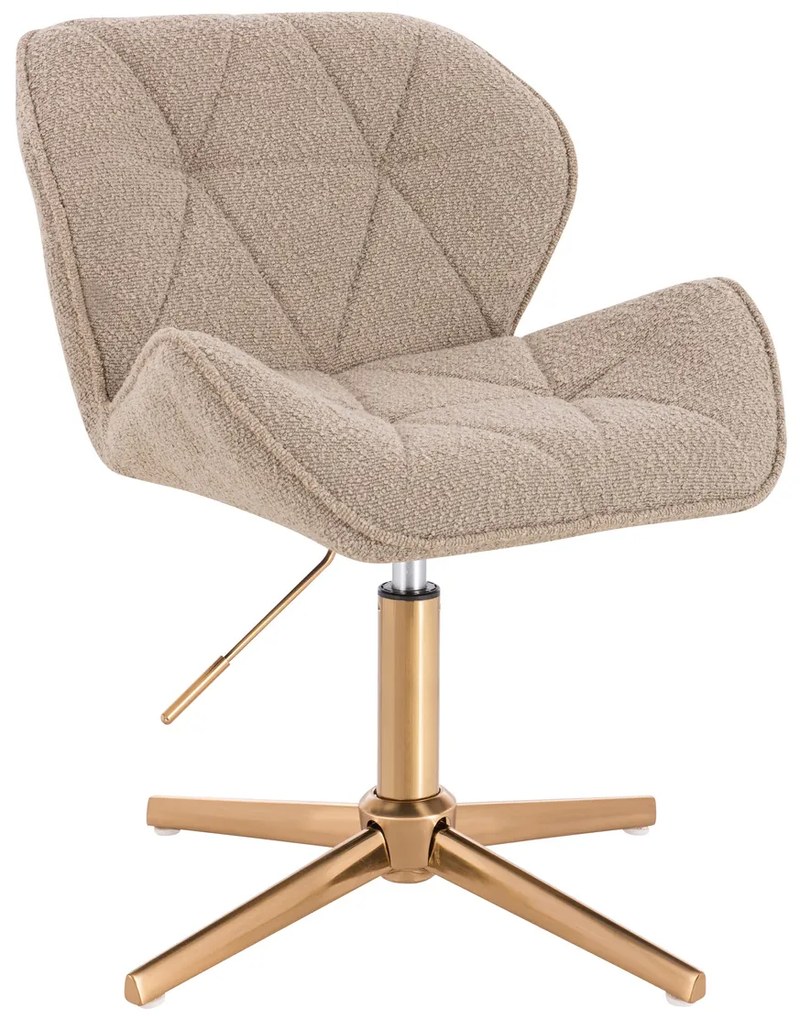 HR111CROSS Scaun Latte Boucle cu Bază Aurie