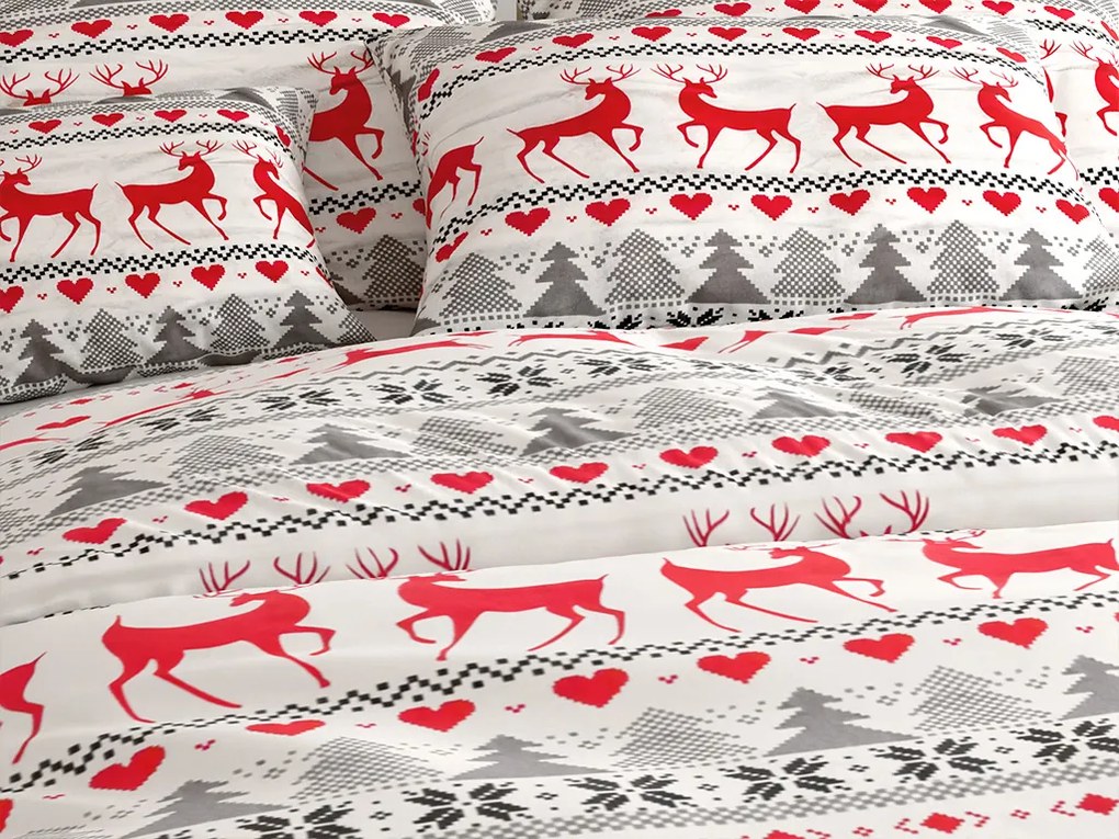 Lenjerie de pat din flanel DEER DREAMS albă Dimensiune lenjerie de pat: 70 x 90 cm | 140 x 200 cm