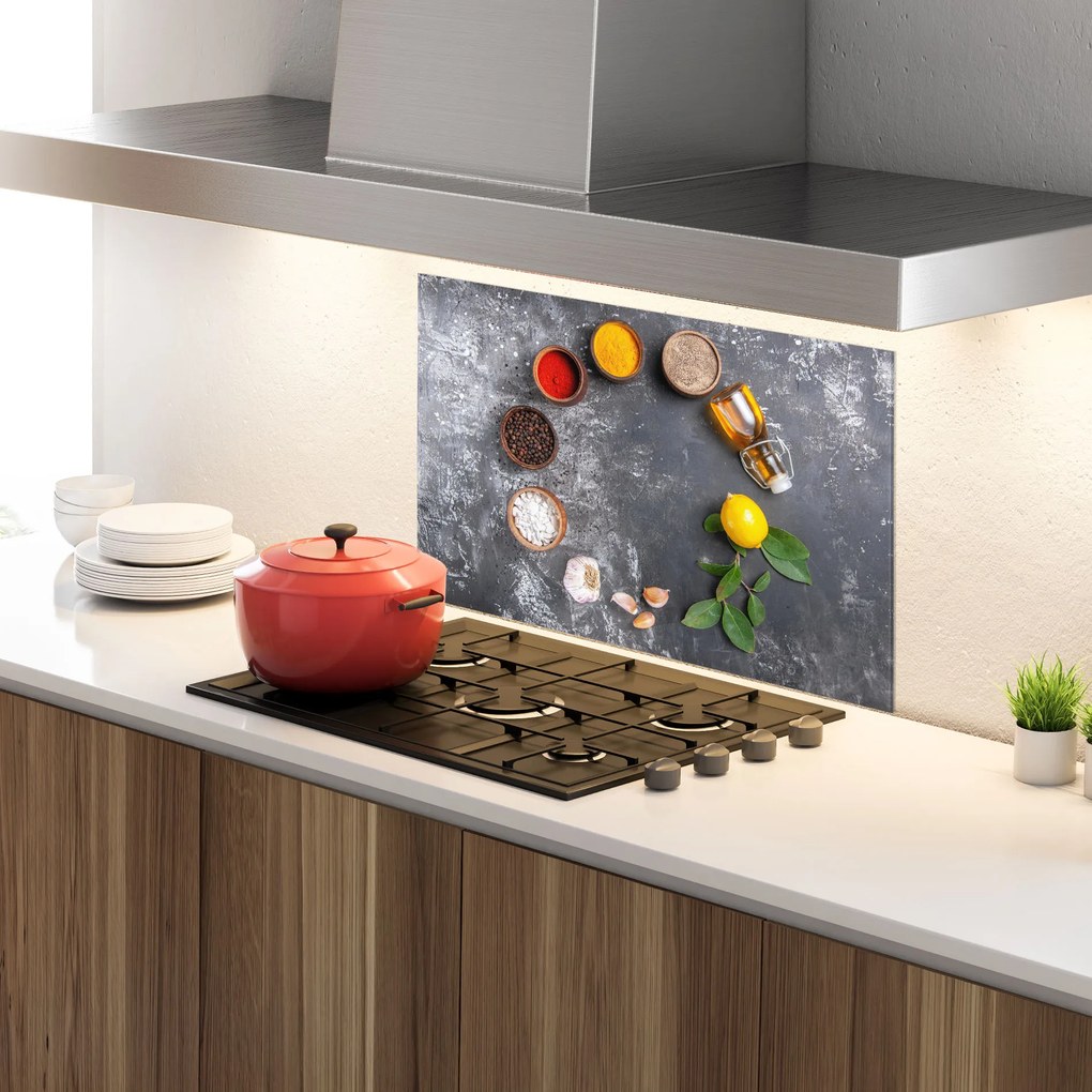 Panou Sticla Bucatarie, 80x120cm, Protectie aragaz, Antistropi, Termorezistent, Alimente, Condimente, Seasonings With Oil