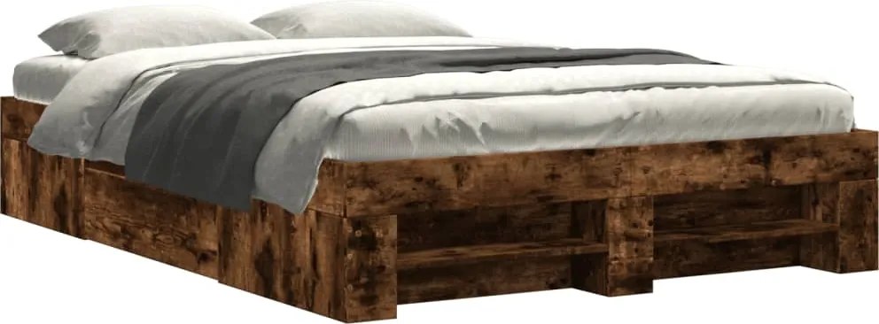 vidaXL Cadru pat fără saltea stejar fumuriu 120x190 cm, lemn prelucrat