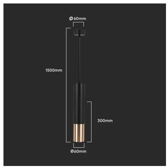 Lustră pe tijă 1xGU10/35W/230V 30 cm neagră/aurie