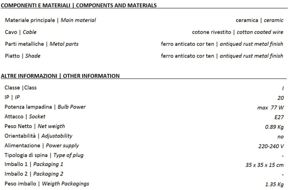Pendul design retro realizat manual din ceramica si metal GRUNGE