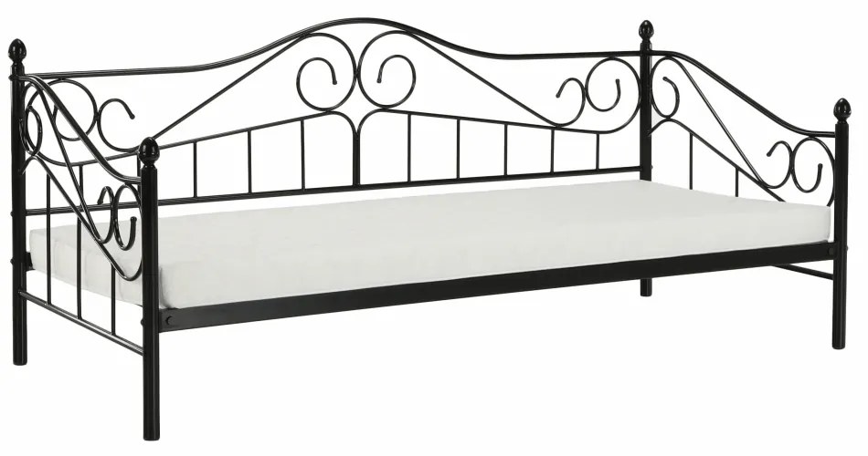 Pat de o persoană 90 cm Danina (negru) (cu somieră). 1016019