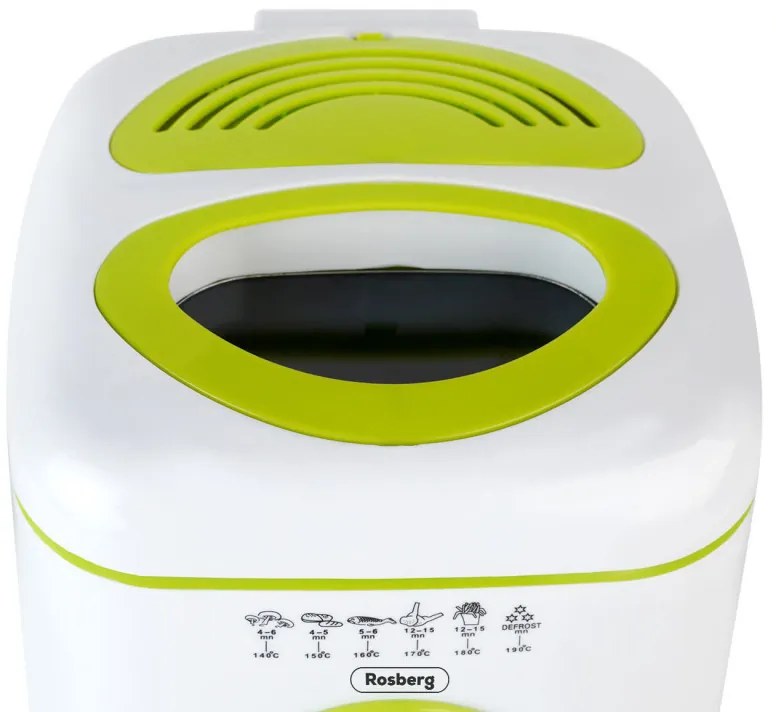 Resigilat: Friteuza mini Rosberg R51980B, 950W, 1 litru, termostat, strat antiaderent, alb / verde