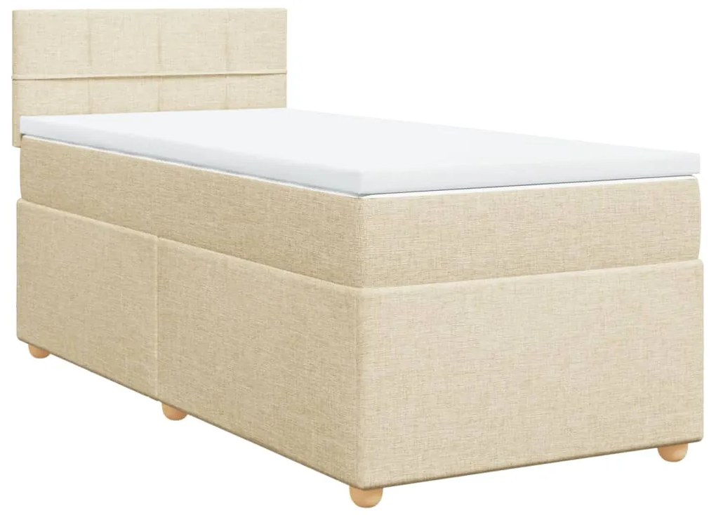 3286512 vidaXL Pat box spring cu saltea, crem, 80x200 cm, textil