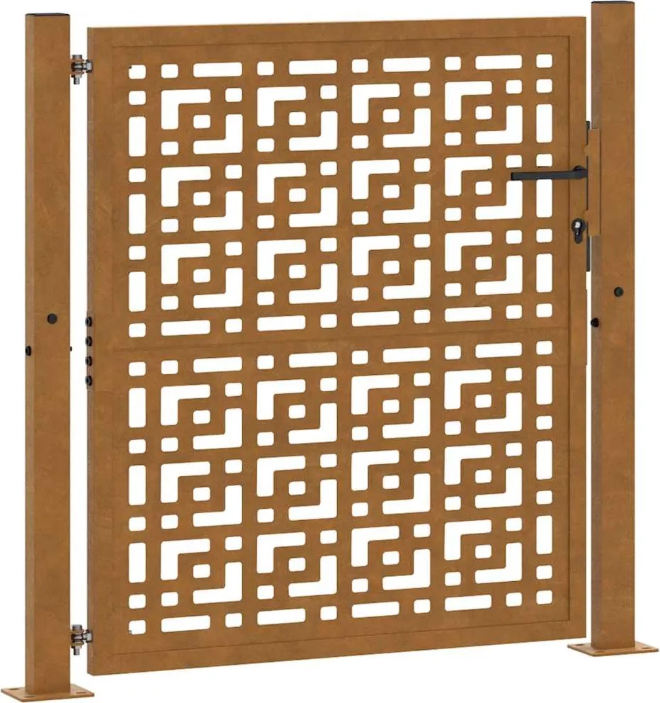 vidaXL Poartă de grădină 100x100 cm, oțel rezistent la intemperii, model cruce