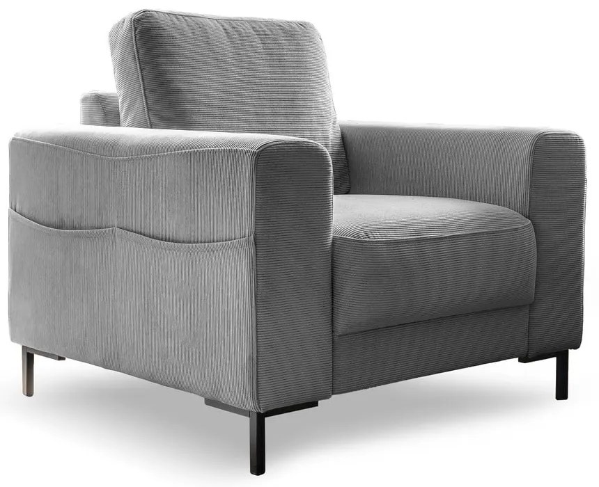 Fotoliu gri cu tapițerie din catifea reiată Lofty Lilly – Miuform
