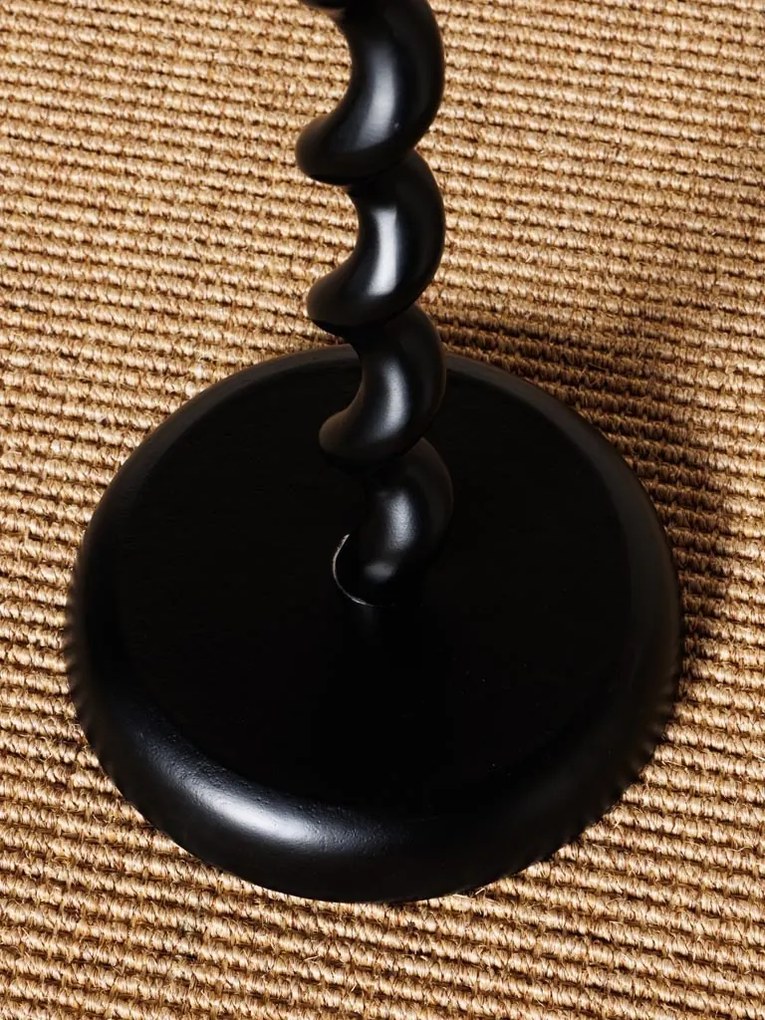 Măsuță laterală rotundă din aluminiu, negru, cu picior central ondulat și bază rotundă, 62 x 35 cm, „Graphic”
