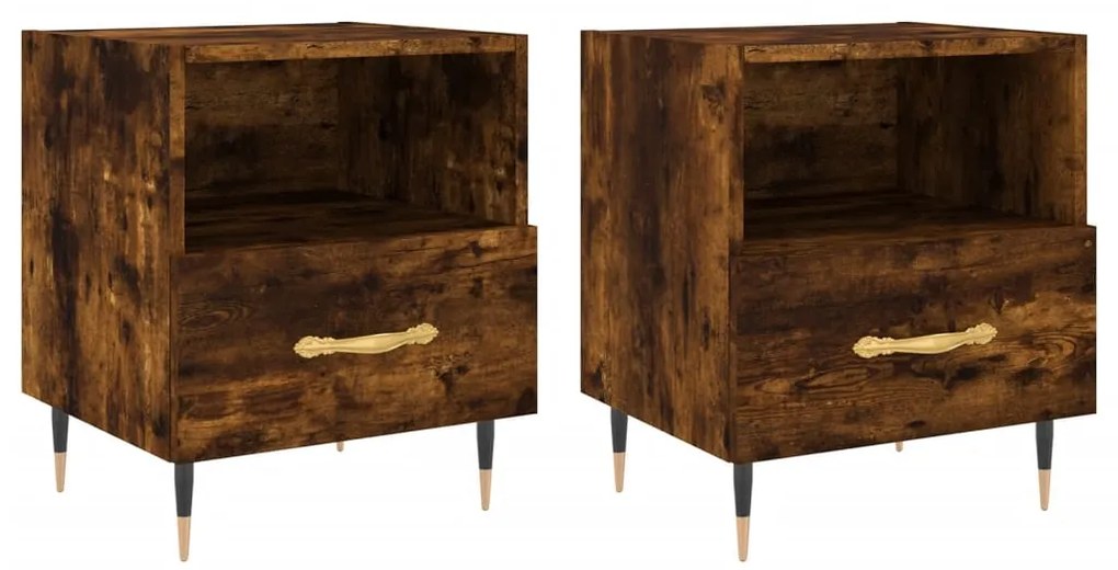 vidaXL Noptiere, 2 buc., stejar fumuriu, 40x35x47,5 cm, lemn compozit