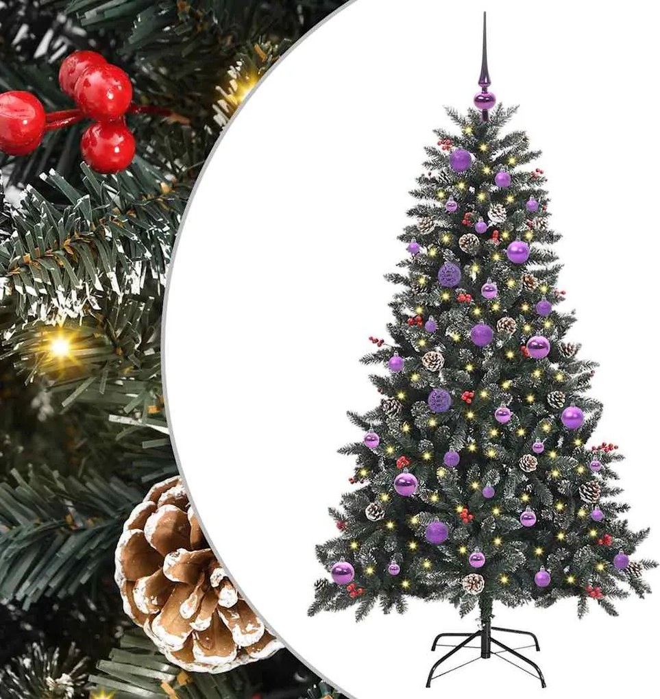 vidaXL Brad de Crăciun artificial Verde 150 cm PVC și Plastic și Oțel