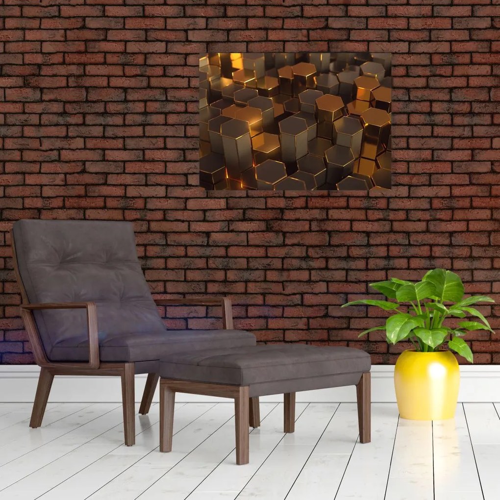 Tablou - Hexagoane de bronz (70x50 cm)