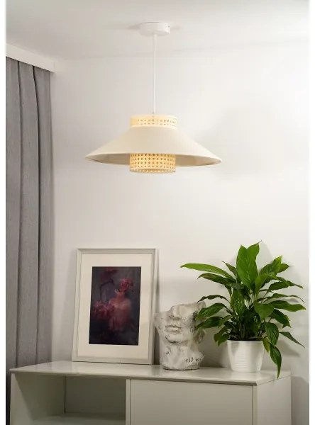 Lustră pe cablu RIO Duolla RATTAN 1xE27/15W/230V d. 45 cm bej/ratan