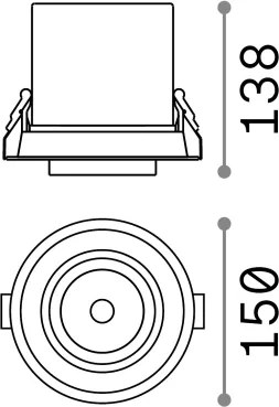 Ideal Lux - Spot LED încastrat NOVA, 30 W, 230 V, CRI90, Ø 15,4 cm, negru