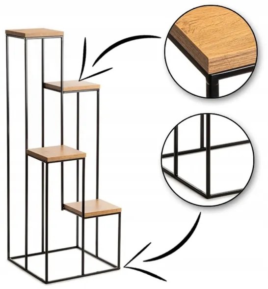 Suport flori 110x40 cm negru/maro