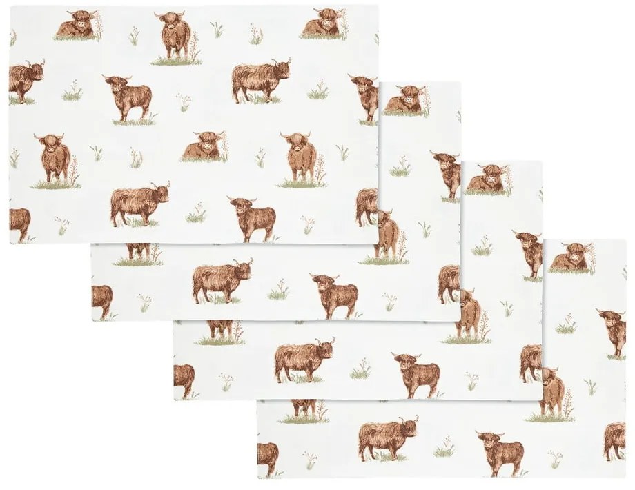 Suporturi pentru farfurii 4 buc. din bumbac 30x46 cm Angus Highland Cow – Catherine Lansfield