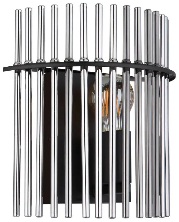 Aplica de perete, Metal Negru, Sticla Fumurie, GORLEY 15698W GL