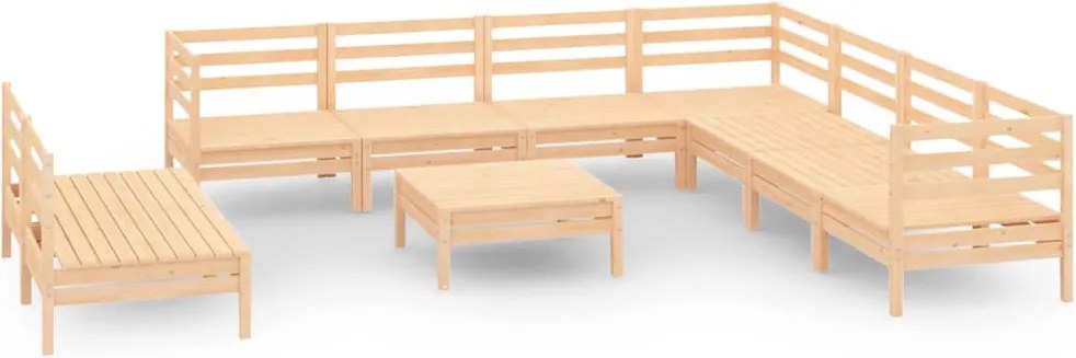 vidaXL Set mobilier de grădină, 10 piese, lemn masiv de pin