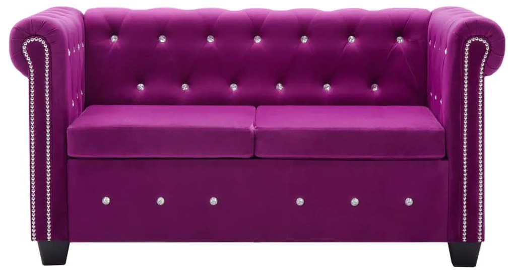 247146 vidaXL Canapea Chesterfield 2 locuri, catifea, 146x75x72 cm, violet