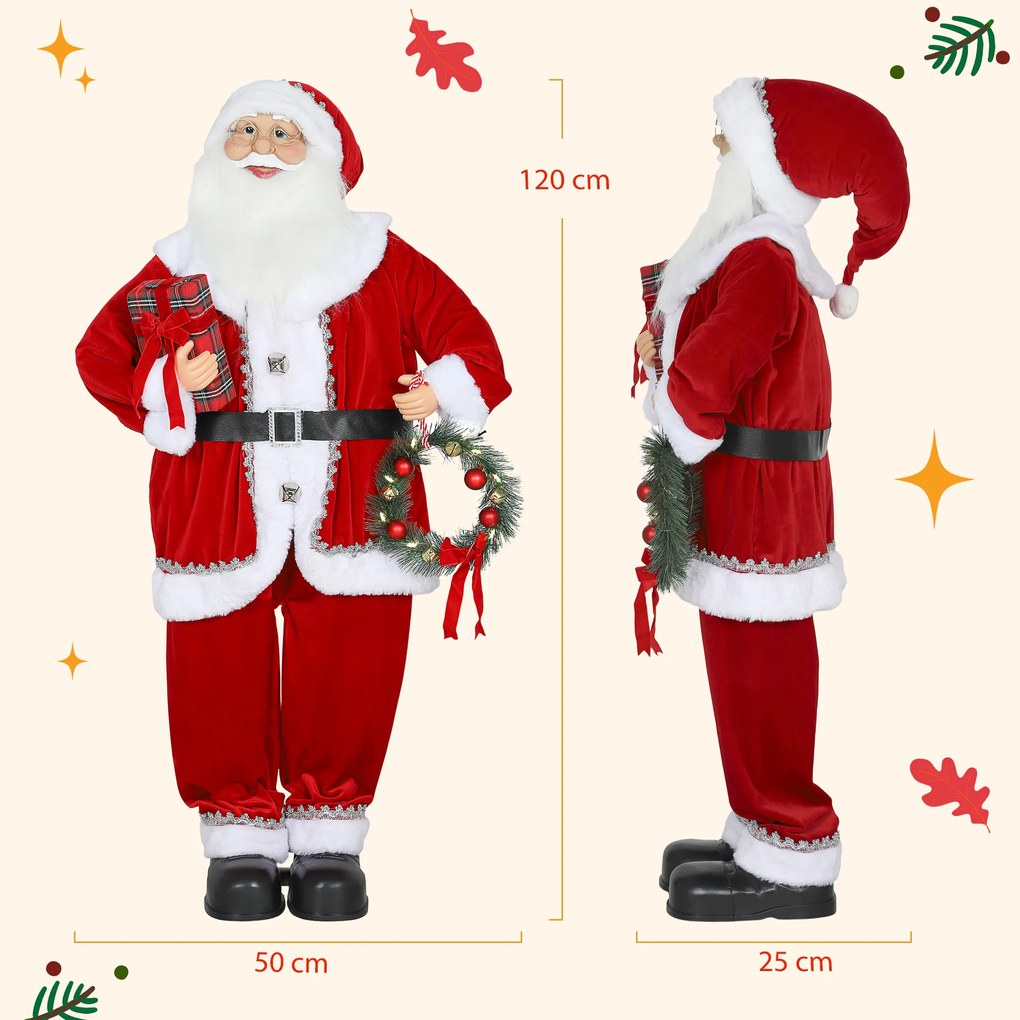 HOMCOM Moș Crăciun Animat, Cântăreț și Dansator Activare prin Sunet, 120 cm | Aosom Romania