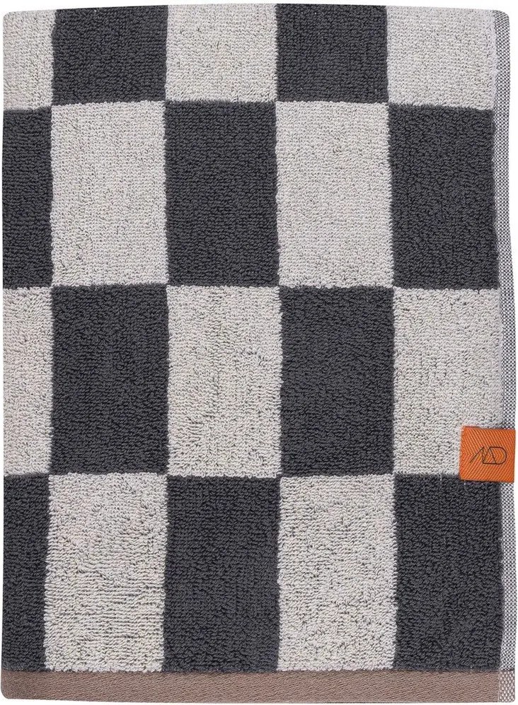 Prosop gri antracit/bej din bumbac organic din frotir 70x133 cm Retro – Mette Ditmer Denmark