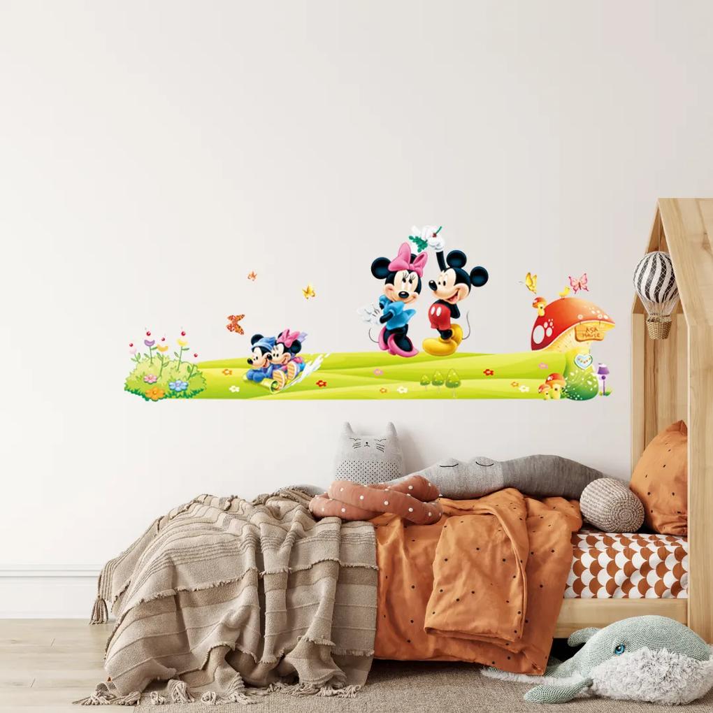 Autocolant de perete "Mickey și Minnie XXL" 140x50 cm