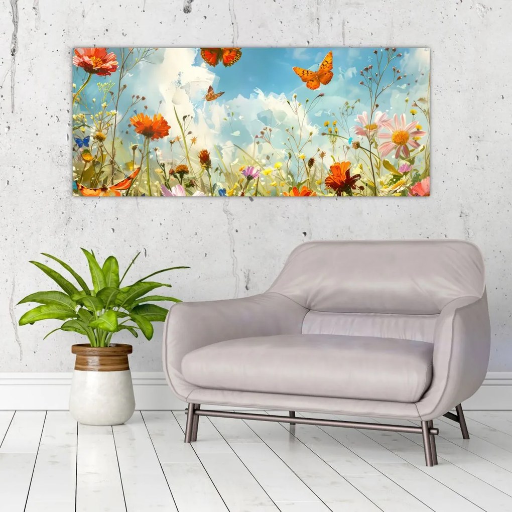 Tablou - Fluturi pe pajiștea de vară (120x50 cm)