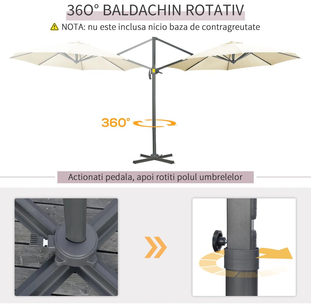 Outsunny Umbrelă Solară Înclinabilă și Rotativă 360°, Ø293x248cm, Crem | Aosom Romania