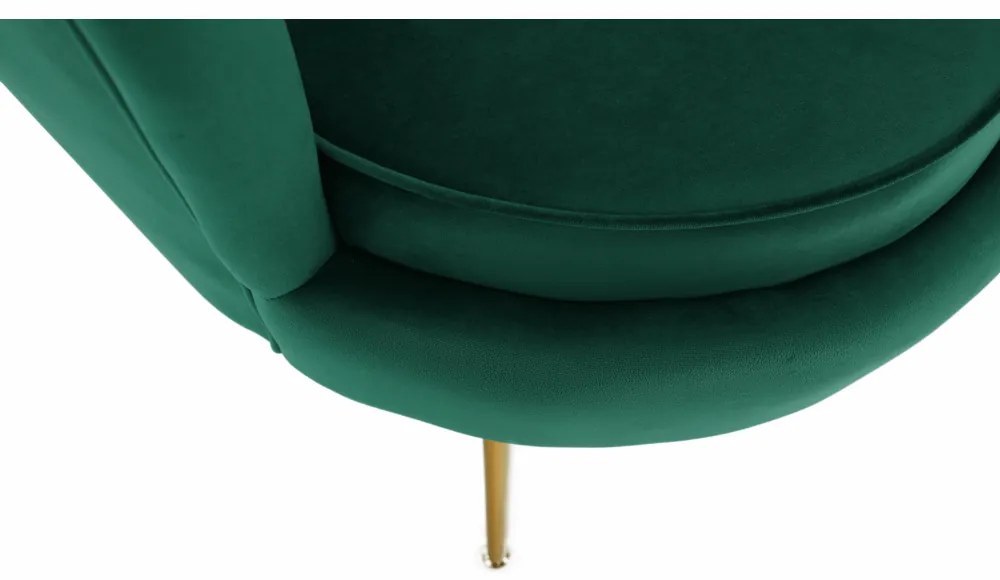 Fotoliu în stil Art-deco, catifea Velvet smarald/crom auriu, NOBLIN