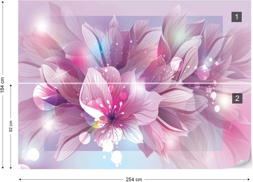 GLIX Fototapet - Flowers Modern Pink And Purple Vliesová tapeta  - 254x184 cm