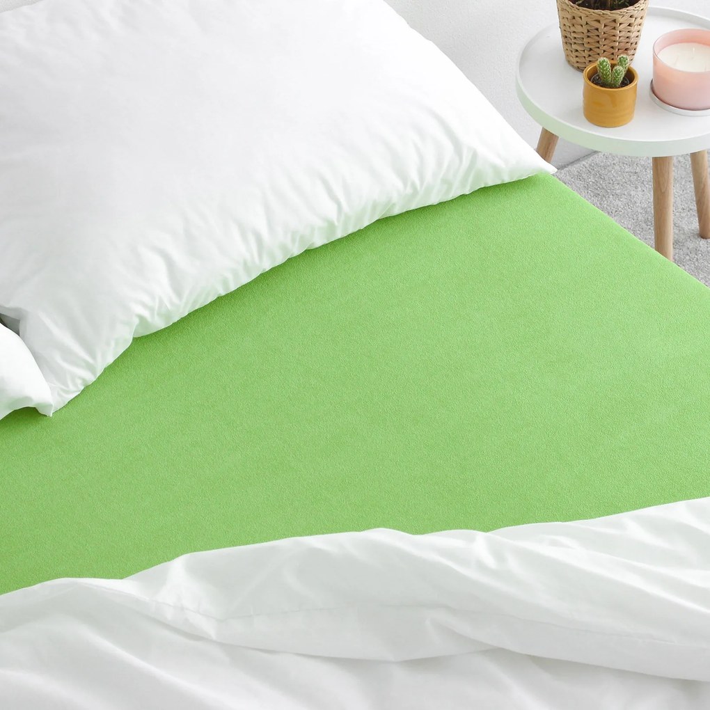 Goldea cearceafuri de pat din terry cu elastic - verde deschis 120 x 200 cm