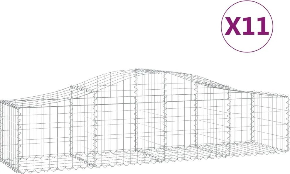 vidaXL Coșuri gabion arcuite 11 buc, 200x50x40/60 cm, fier galvanizat